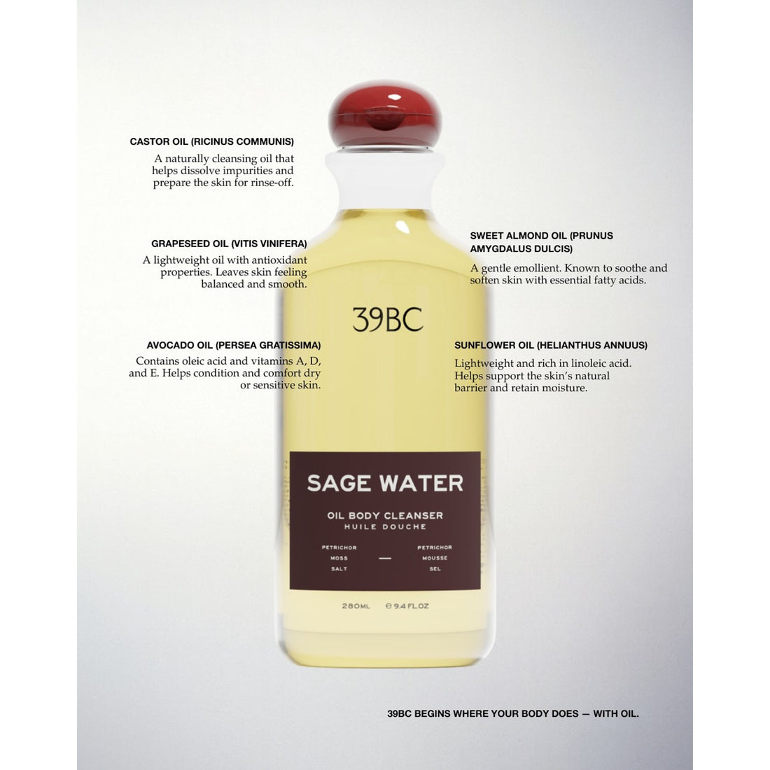 39BC Sage Water Oil Body Cleanser 280 ml