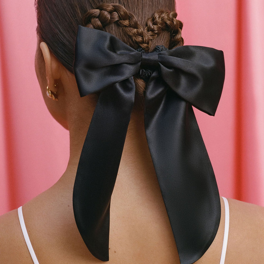 Slip Pure Silk Hair Bow - Black