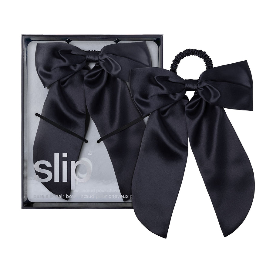 Slip Pure Silk Hair Bow - Black