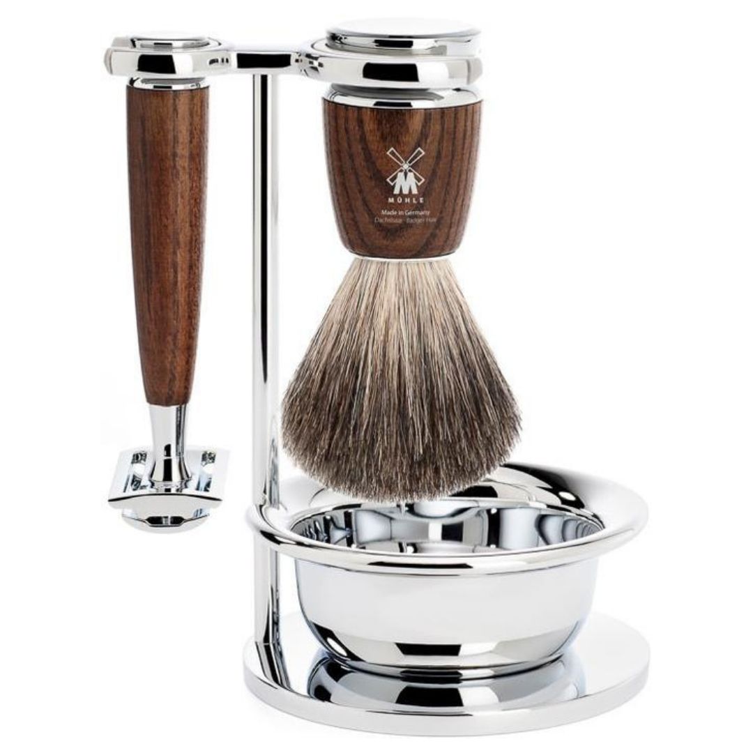 Muhle Rytmo Pure Badger 4-Piece Shaving Set Ash (traditional) - Koch Parfymeri